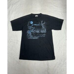 Vintage 90s Wisconsin Dells Nature Bear Graphic T-Shirt Black Size Large